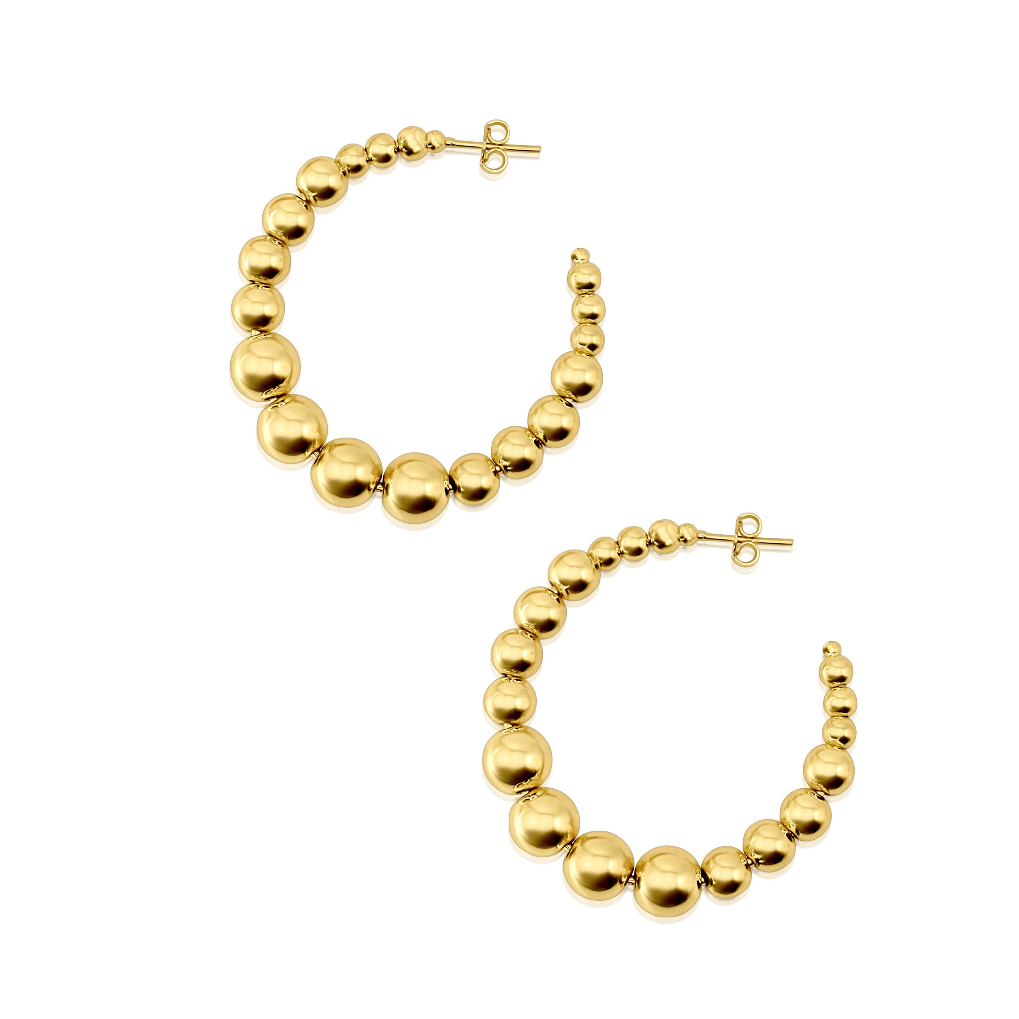Gold Beaded Hoops